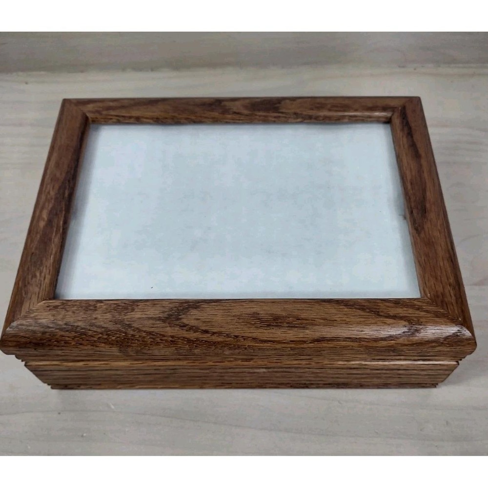 Wooden Storage Box 4x6 Picture Photo Organizer Case Drawer Keepsake Chest Stash